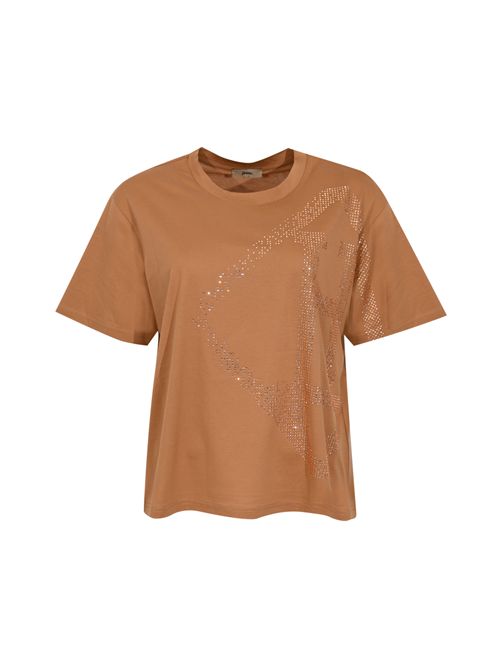 T-shirt in cotone con logo glitter Cammello Herno | JG000321D 521252141